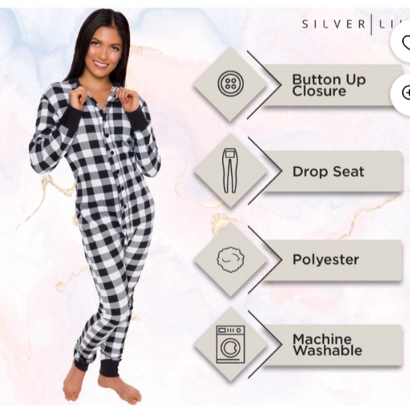 Silver Lilly Union Suit with Drop seat back Plaid Size Medium - Picture 2 of 10